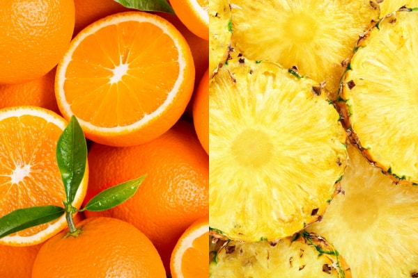 Benefits of oranges and pineapples